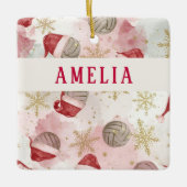 Volleyball Weihnachtsmann Mütze Name Weihnachten Keramikornament (Vorderseite)