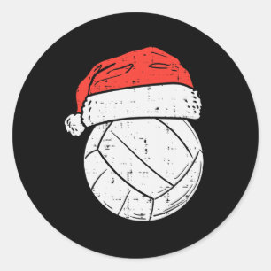 Volleyball Weihnachtsmannmütze Sport Weihnachten W Runder Aufkleber