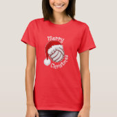 Volleyball with Santa hat Funny Christmas print T-Shirt (Vorderseite)