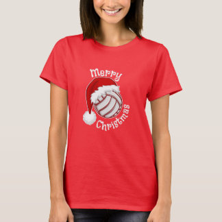 Volleyball with Santa hat Funny Christmas print T-Shirt