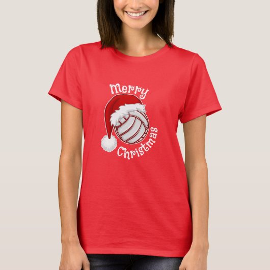 Volleyball with Santa hat Funny Christmas print T-Shirt (Vorderseite)