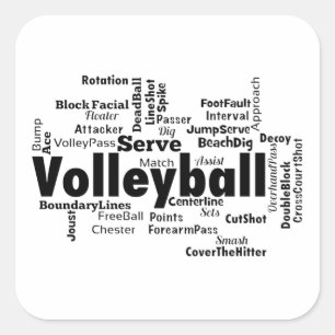 Volleyball Word Cloud Quadratischer Aufkleber