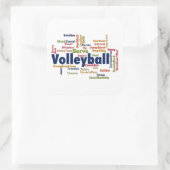 Volleyball Word Cloud Quadratischer Aufkleber (Tasche)