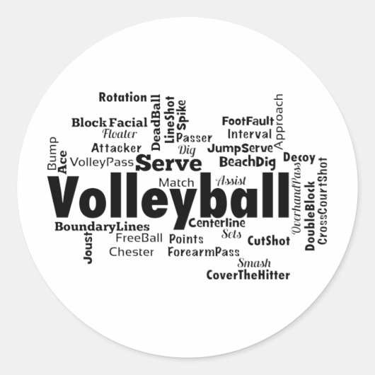Volleyball Word Cloud Runder Aufkleber (Vorderseite)
