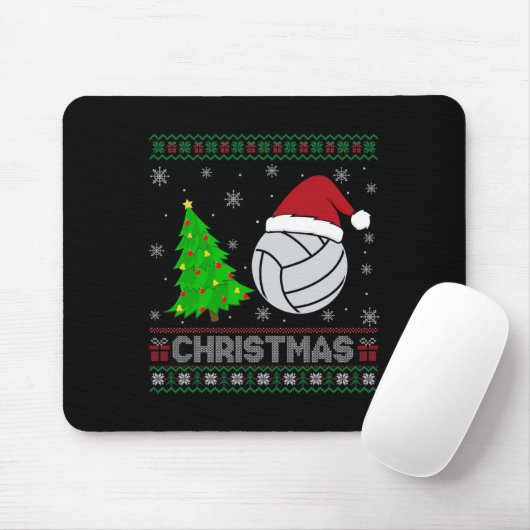 Volleyball Xmas Tree Lighting Ugly Christmas Sweat Mousepad (Mit Mouse)