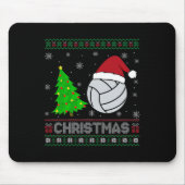 Volleyball Xmas Tree Lighting Ugly Christmas Sweat Mousepad (Vorne)