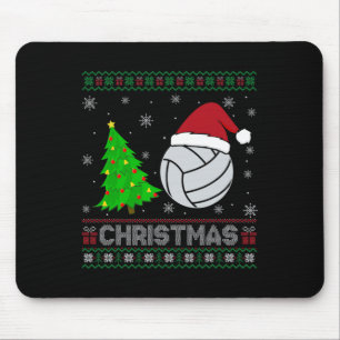 Volleyball Xmas Tree Lighting Ugly Christmas Sweat Mousepad