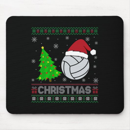 Volleyball Xmas Tree Lighting Ugly Christmas Sweat Mousepad (Vorne)