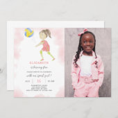 Volleyball zum Geburtstag Einladung mit Foto (Vorne/Hinten)