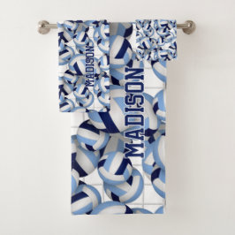 Volleyballathletin Name Marine hellblau Badhandtuch Set