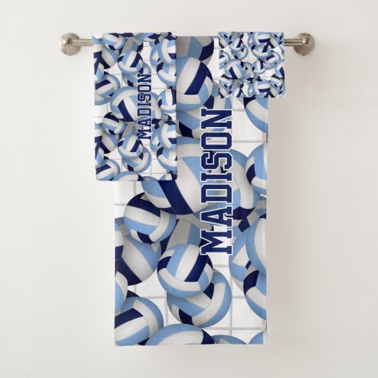 Volleyballathletin Name Marine hellblau Badhandtuch Set (Insitu)