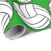 Volleybälle auf Grün Geschenkpapier (Rolleneckpunkt)