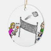 Volleyballmädchen gegen Jungen Keramikornament (Links)