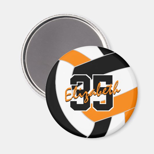 Volleyballmannschaft in schwarz-orange Farben Gesc Magnet (Vorderseite/Rückseite)
