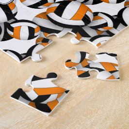 Volleyballmannschaft in schwarz-orangefarbenen Far Puzzle