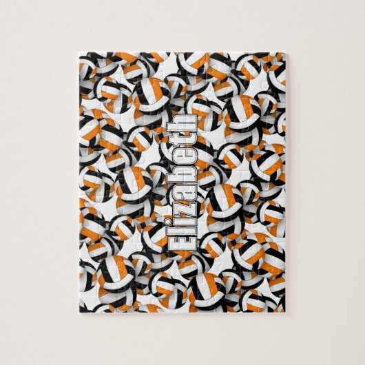 Volleyballmannschaft in schwarz-orangefarbenen Far Puzzle (Vertikal)