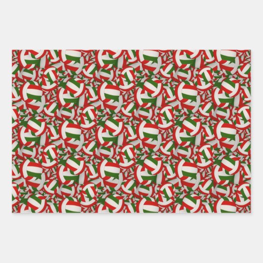 Volleyballmuster Weihnachten oder jede Gelegenheit Geschenkpapier Set (Vorderseite 3)
