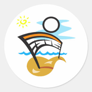 Volleyballnetz und Ball Runder Aufkleber