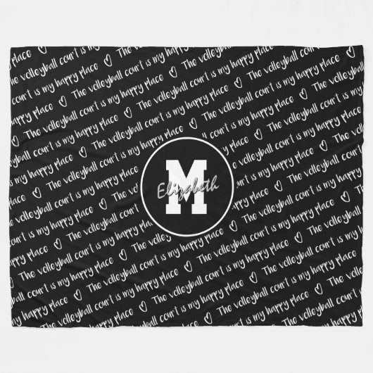 Volleyballplatz Schwarz-weiß JEDE Farbe Fleecedecke (Vorderseite (Horizontal))