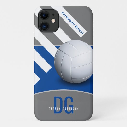 Volleyballregeln | Initials Deep Blue Case-Mate iPhone Hülle (Rückseite)