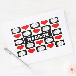 Volleyballs & Herz Eigener Spielername Sport Rechteckiger Aufkleber