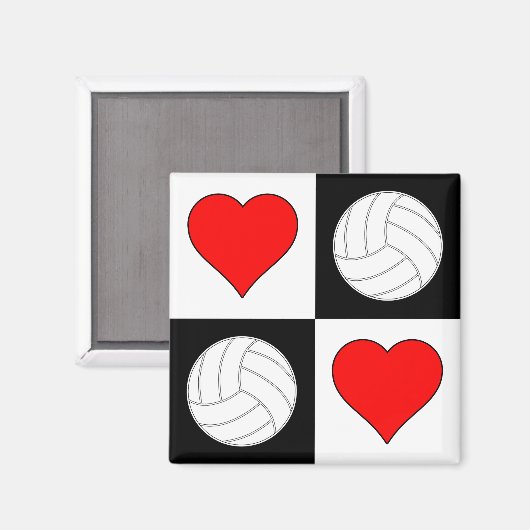 Volleyballs & Herz Muster dekoratives Magnet (Vorderseite/Rückseite)