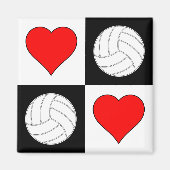 Volleyballs & Herz Muster dekoratives Magnet (Vorne)