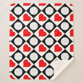 Volleyballs & Herz Niedlich Gekreuzter Muster Warm Sherpadecke