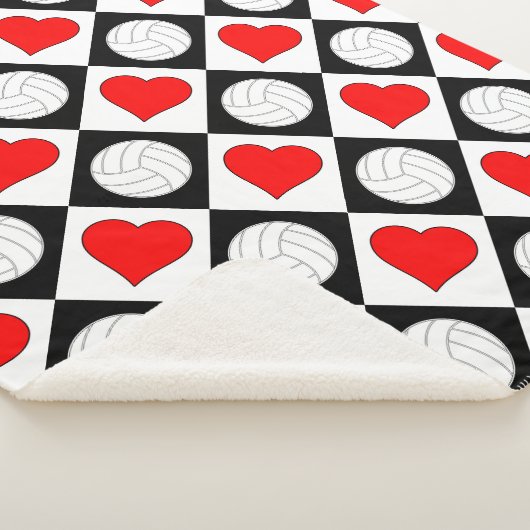Volleyballs & Herz Niedlich Gekreuzter Muster Warm Sherpadecke (3/4)