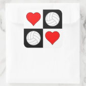 Volleyballs & Herz Niedliches Muster Quadratischer Aufkleber (Tasche)