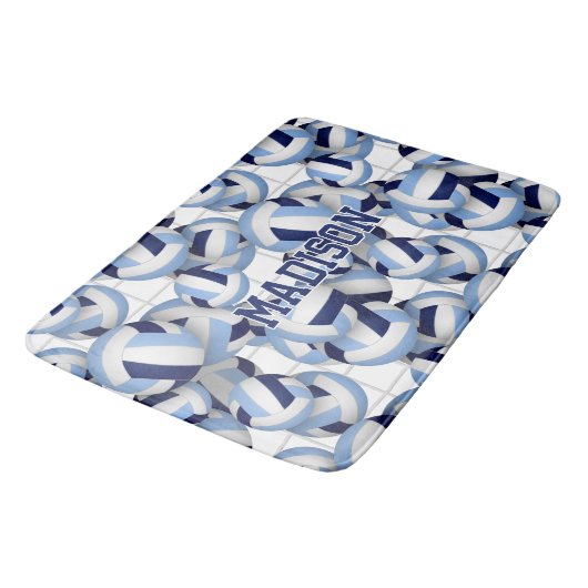 Volleyballs Muster w net bkgrd navvt lt blau Badematte (Schrägansicht)