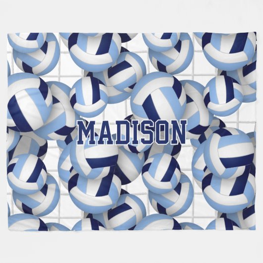 Volleyballs Muster w net bkgrd navvt lt blau Fleecedecke (Vorderseite (Horizontal))