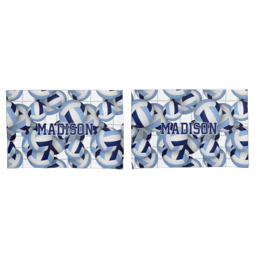 Volleyballs Muster w net bkgrd navvt lt blau Kissenbezug (Vorderseite-Set)