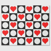 Volleyballs und Herz Schwarz & Weiß kariert Geschenkpapier (Flach)