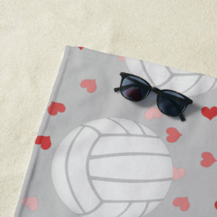Volleyballs und Herzmuster personalisiert Strandtuch