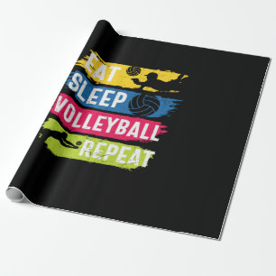 Volleyballspieler   Essen Schlaf Volleyball Wieder Geschenkpapier