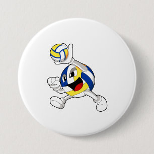 Volleyballspieler mit Volleyball Button