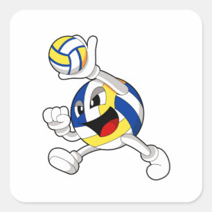 Volleyballspieler mit Volleyball Quadratischer Aufkleber
