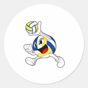Volleyballspieler mit Volleyball Runder Aufkleber