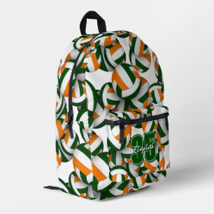 Volleyballsportart - grüne Farben für die orangefa Bedruckter Rucksack