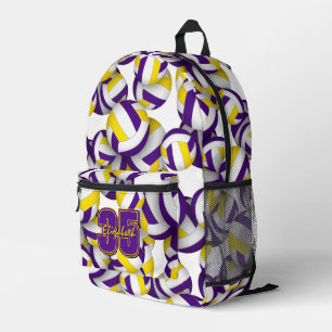 Volleyballsportart lila Goldmannschaftsfarben Bedruckter Rucksack
