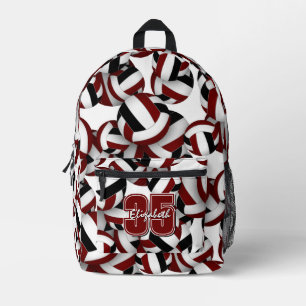 Volleyballsportmuster Maroon schwarze Mannschaftsf Bedruckter Rucksack