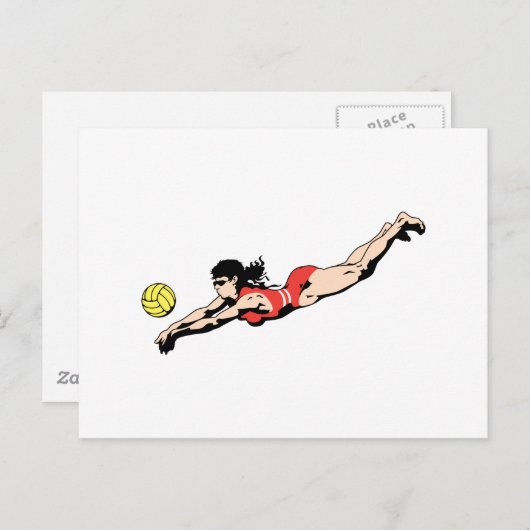 Volleyballtaucherin Postkarte (Vorne/Hinten)