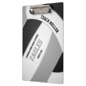 Volleyballtrainer in schwarz-grauem Mannschaftsfar Klemmbrett (Links)