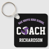 Volleyballtrainer mit Spielernamen - Lila Schlüsselanhänger (Vorderseite)