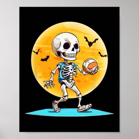 Volleyll Skeleton Scary Volleyll Player Halloween  Poster (Vorne)