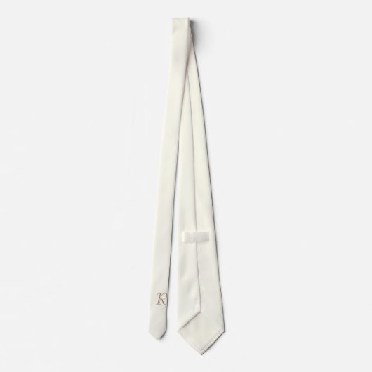 Vollfarben von Elfenbein - mit Monogramm Krawatte (Rückseite)