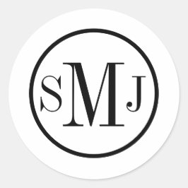 Vollfarbige Anpassung der Schwarzweiß-Monogramme Runder Aufkleber