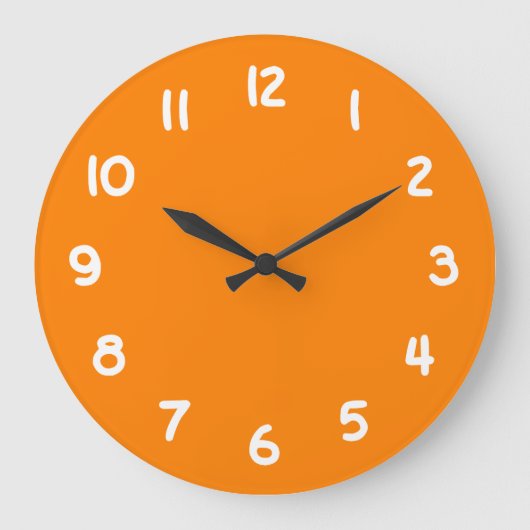 Vollfarbige Orange Große Wanduhr (Vorderseite)