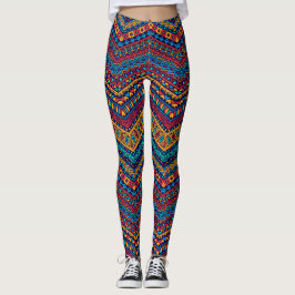 Vollfarbige Zigzag Geometrische Muster Leggings